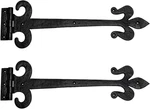 Strap Hinge 18 In. Black Wrought Iron Fleur De Lis Style Flush Mount Heavy Duty. Fixed Price $85.78.