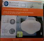 Boston Harbor 9" Schoolhouse Ceiling Fan Light Kit White Finish. Fixed Price $22.00.