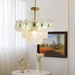24'' Gold Retro Crystal Chandeliers 8 Lights Peacock Texture Glass Pendant. Fixed Price $209.46.