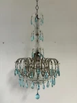 Italian Micro-beaded Aqua Blue Prisms Crystal Murano Chandelier Rare C1940. Fixed Price $3199.00.