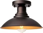 Outdoor Semi Flush Mount Porch Light, Oil Rubbed Bronze With Gold Accents, E2.... Fixed Price $68.29.