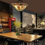 Tiffany Style Mission Flush Mount Ceiling Light Fixture Stained Glass Chandelier. Fixed Price $48.17.