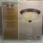 Nos Hampton Bay Essex Flushmount Fixture Aged Finish Tea-stained Glass Shade New. Fixed Price $39.00.