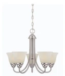 Designer Fountain Model# 85185-SP Chandelier-satin Platinum Finish-glass Shades. Fixed Price $65.00.