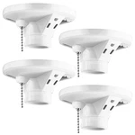 Saysurey 4 Pack Porcelain Socket With Outlet And Pull Chain Light.... Fixed Price $50.20.