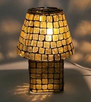 Lamp Amber Mosaic Shade And Square Base For T-lite 6"DIA 7"HIGH Free Shipping. Fixed Price $19.95.