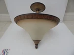 Hampton Bay Chester 2-LIGHT Semi-flush Mount Aruba Teak. Fixed Price $89.98.