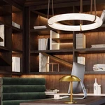 Oriom Light Aura Alabaster Led Chandelier Circular Tubular Ring. Fixed Price $2380.00.