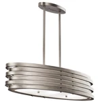 Kichler Roswell Oval Chandelier/pendant 3LT, Brsh Nickel, White, Etch - 43303NI. Fixed Price $1214.99.