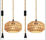 Ihengyanlt 2 Pack Plug In Pendant Light Rattan. Fixed Price $50.00.