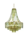 Contemporary Vintner Chandelier Green Glass Design By Currey & Company. Fixed Price $1800.00.