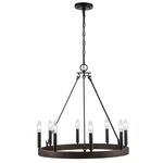Hampton Bay Wynnewood 8-LIGHT Black & Faux Wagon Wheel Chandelier Fixture. Fixed Price $81.59.