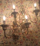 Hunter Neoclassical 2 Arm Candle Sconce Brass CHANDELIER14"LONG X14"WIDEX10"DEEP. Fixed Price $249.00.