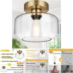 1 Pack Brass Semi Flush Mount Ceiling Light 800 Lumen Led Clear Glass Shade. Fixed Price $65.09.