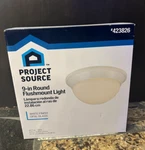 Project Source Flushmount Ceiling Fixture #0423826 White Finish Opal Glass New. Fixed Price $19.88.