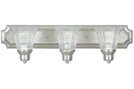 Sunset Lighting 3-LIGHT Vanity Prismatic Clear Glass Satin Nickel Finish. Fixed Price $39.99.