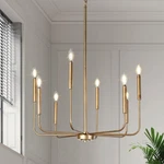 Laluz Champagne Antique Gold Chandelier, 8-LIGHT Modern Farmhouse Dining Room.... Fixed Price $165.16.