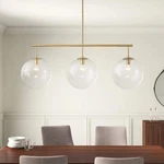 Rrtyo Baril 3-LIGHT Modern Gold Linear Clear Glass Globe Bubble Pendant. Fixed Price $179.99.