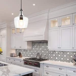 Hukoro 1-LIGHT Kitchen Island Teardrop Clear Glass Pendant With Black Finish. Fixed Price $26.99.