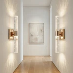 2 Pack 17'' Led Wall Light Indoor Modern Crystal Dimmable Sconce Gold Fixture. Fixed Price $125.99.