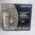 Hampton Bay Boswell Quarter 1-LIGHT Brushed Nickel Mini-pendant New. Fixed Price $49.99.