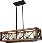 Giluta Rectangle Wood Chandelier Farmhouse Style 5 Lights Ceiling Hanging. Fixed Price $129.00.