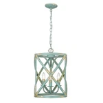 Used Golden Lighting 0890-3P Alcott Pendant-teal Finish. Fixed Price $261.79.