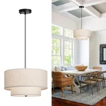 18" Modern Double Drum Fabric Pendant Light, Large Hanging Ceiling Chandelier.... Fixed Price $115.81.
