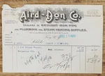 1913 Billhead New York Troy Aird Don Company Wrought Iron Pipe. Fixed Price $10.00.