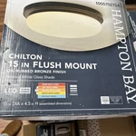 Hampton Bay Chilton 15IN Flush Mount Oil-rubbed Bronze Fixture. Fixed Price $24.00.