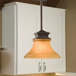 Allen + Roth Tannery Bronze Traditional Etched Glass Bell Mini Hanging Light. Fixed Price $24.08.