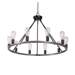 Stratton 10-LIGHT Black Wagon Wheel Industrial Farmhouse Dining Room Chandelier. Fixed Price $90.00.