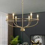6 Light Gold Chandelier, Brushed Fixture Dining Table Candle Brass.... Fixed Price $186.69.