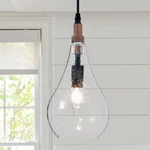 Elyccupa Farmhouse Wood Bubble Light Fixture With Seeded Glass. Fixed Price $25.00.