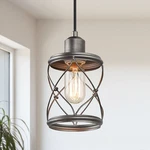 Lnc A03475 1-LIGHT Dark Pewter Hanging Mini Pendant W/geometric Cage Shade. Fixed Price $22.43.