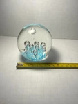 Large Hand-blown Glass Paperweight Unbranded Light Blue Clear Rising Bubbles 2LB. Fixed Price $30.00.