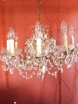 Vintage Italian 10 Light Arm Maria Theresa Crystal Chandelier 22" Diameter 1950S. Fixed Price $550.00.