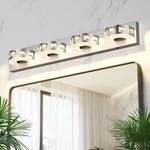 Dimmable 4-LIGHT Brushed Nickel Vanity With Elegant Crystal Accents. Fixed Price $145.99.