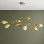 Vintage Handcrafted Raw Brass Leaf Chandelier Mid Century 8 Arm Light. Fixed Price $349.00.