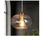 Lnc Chrysa Modern 1-LIGHT Plated Brass Iridescent Glass Globe Pendant. Fixed Price $71.92.