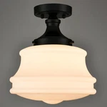 Teenyo Black Semi Flush Mount Ceiling Light Milk Glass Schoolhouse. Fixed Price $79.99.