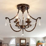 Uofus Vintage Semi Flush Mount Crystal Chandelier Oil Bronze With. Fixed Price $107.94.