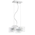New Dainolite 60154-PC 4-LIGHT Chrome Pendant Clear/ Frosted Glass Four. Fixed Price $61.76.