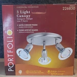 Portfolio 3-HEAD Pan Flush Mount Ceiling Canopy Light Satin Chrome Finish- New. Fixed Price $36.99.