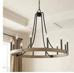 Acroma Farmhouse Industrial Wheel Chandelier Grey Black Steel Led Ul 12-LIGHT. Fixed Price $100.00.