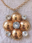 Original By Robert Vtg Huge Pendant Necklace Gold Quatrefoil W Big Crystals '60S. Fixed Price $139.00.