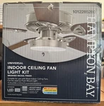Flat Integrated Led Light Brushed Nickel 3CCT Universal Ceiling Fan Kit. Fixed Price $16.99.