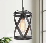 Lnc Industrial Brushed Black 1-LIGHT Drum Pendant Modern Island. Fixed Price $32.00.