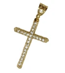 10 Karat Gold Cubic Zirconia Cross Pendant By Cal. Fixed Price $199.00.