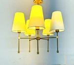 Handcrafted Radiant Elegance 5 Arm Brass Shade Chandelier. Fixed Price $358.66.